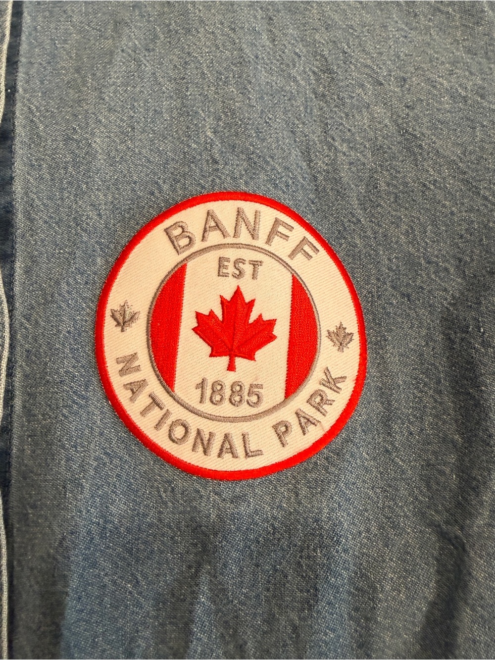 Vintage Denim Button Down with U of C and Alberta Patches Womens L - Picture 7 of 14